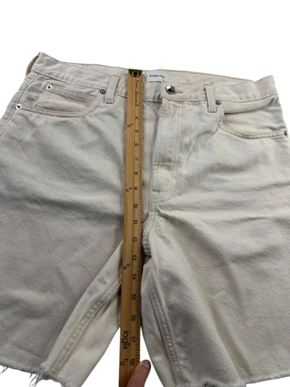 Everlane The OG Baggy Jean Shorts Frayed Hem Bone Sz 31R